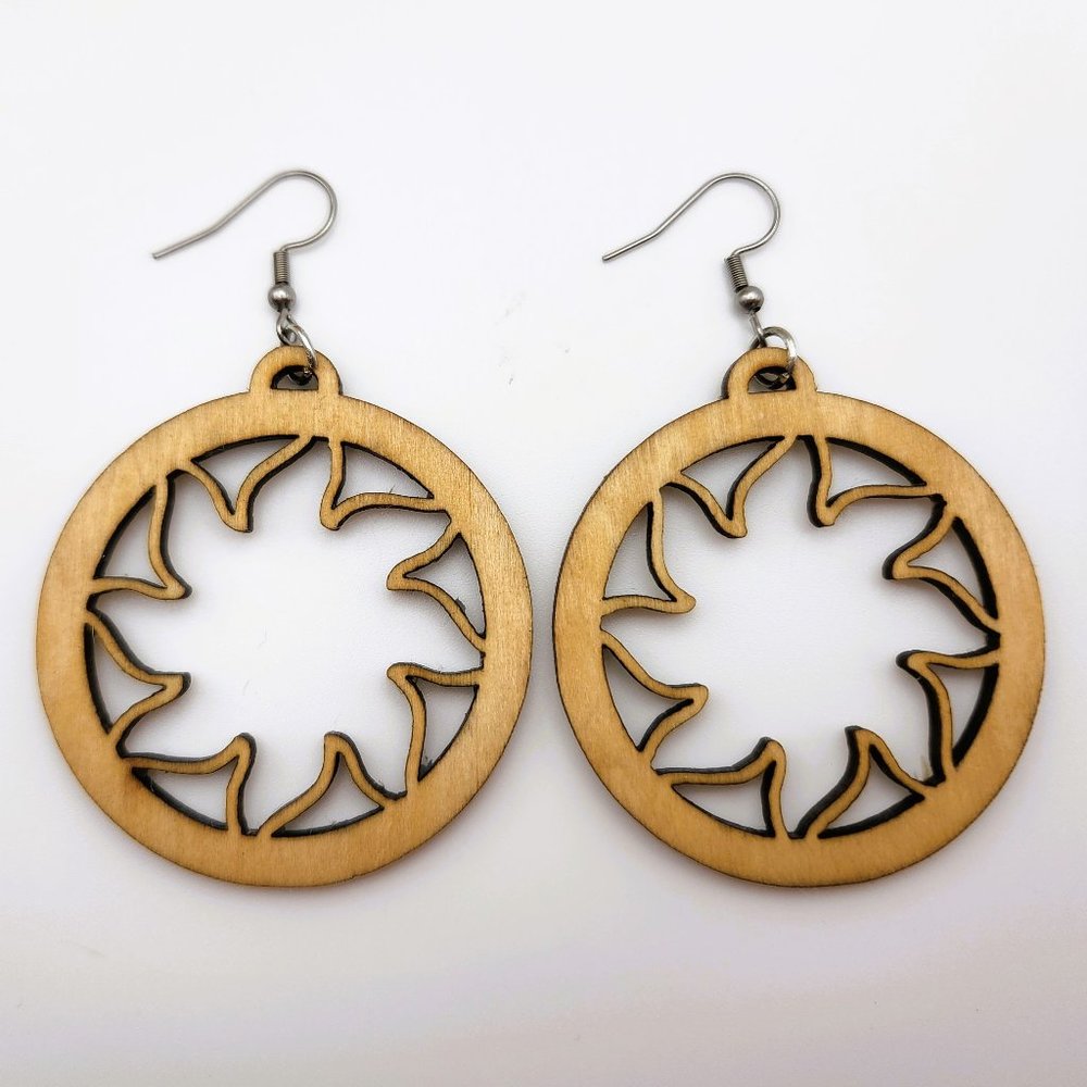 2/$30 SALE Wooden Starburst Earrings - Handmade & Lightweight